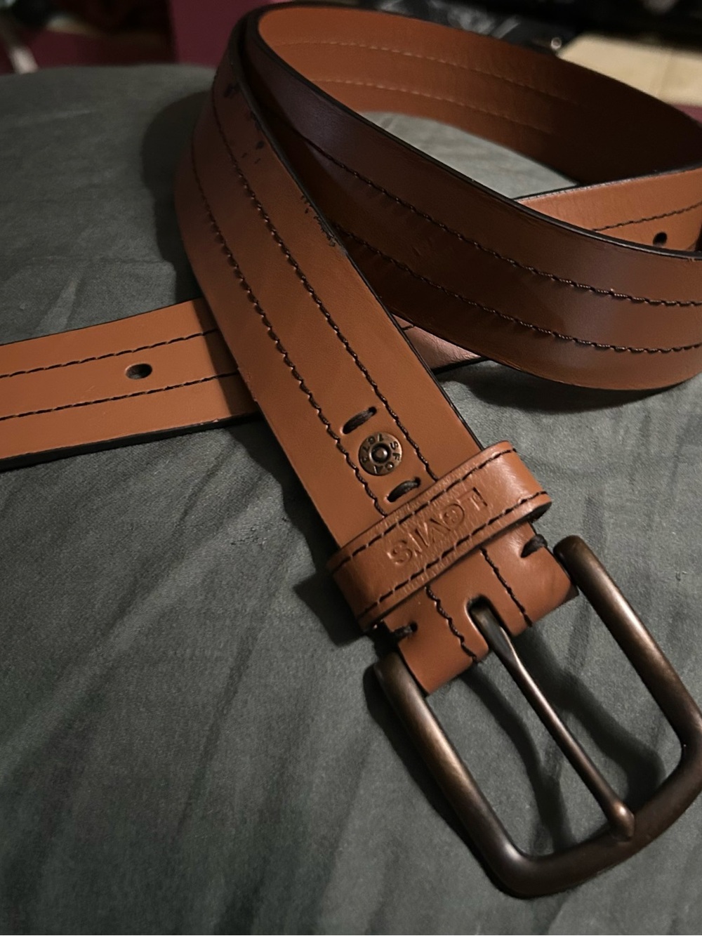 Levi's Tan Brown Leather Belt with Antique Metal Buckle